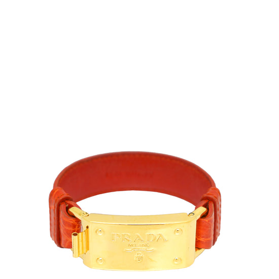 Prada logo-charm Saffiano Leather Bracelet - Farfetch | Leather bracelet,  Stacked jewelry, Pink bracelet